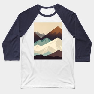 Retro Mid Century Modern Minimalist Neutral Scandinavian Art Mountain Baseball T-Shirt